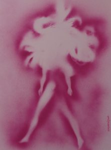 "BARBIEMETRIE WAKE UP" . 2018" sur papier blanc 200 g. 40 X 50. Spray paint rose . 2018. COLLECTION PRIVEE