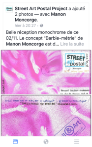 MAIL ART STREET ART POSTAL 2017 OCT BARBIEMETIE FOR BERNART